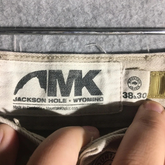 Mens Mountain Khaki Pants Tan Stained Outdoors Work Casual Trashed Career - Picture 6 of 6